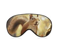 Atmungsaktive Augenmaske Lustige Eichhörnchen bedruckte weiche Schlaf Augenmasken mit verstellbarem Gürtel Augenflicken Lichtblockierende Augenmaske für Büro, Nickerchen Reisen