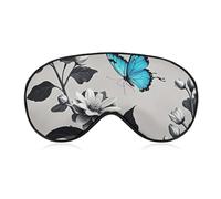 Atmungsaktive Augenmaske mit blauem Schmetterlings-Blumendruck, weiche Schlafmasken mit verstellbarem Riemen, Augenklappen, lichtblockierende Augenmaske für Büro, Nickerchen, Reisen