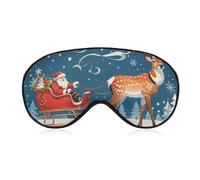 Atmungsaktive Augenmaske mit Elch-Schlitten, Weihnachtsmann, bedruckt, weiche Schlafmasken mit verstellbarem Riemen, Augenklappen, lichtblockierende Augenmaske für Büro, Nickerchen, Reisen