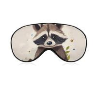 Atmungsaktive Augenmaske mit Waschbär-Druck, weiche Schlafmasken mit verstellbarem Riemen, Augenklappen, lichtblockierende Augenmaske für Büro, Nickerchen, Reisen