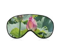 Atmungsaktive Augenmaske, schöne Lotusblumen, bedruckt, weiche Schlaf-Augenmasken mit verstellbarem Riemen, Augenklappen, lichtblockierende Augenmaske für Büro, Nickerchen, Reisen