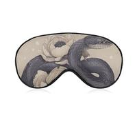 Atmungsaktive Augenmaske Schwarze Schlange und Blume bedruckte weiche Schlaf Augenmasken mit verstellbarem Gürtel Augenabdeckung Augenflicken Lichtblockierende Augenmaske für Büro, Nickerchen Reisen