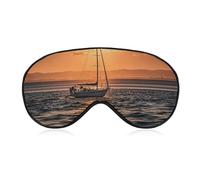 Atmungsaktive Augenmaske, Sonnenuntergang, Meereslandschaft, Segelboot, schwimmend, bedruckt, weiche Schlaf-Augenmasken mit verstellbarem Riemen, Augenklappen, lichtblockierende Augenmaske für Büro,