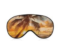 Atmungsaktive Augenmaske Tropische Strand Palme Sonnenuntergang Gedruckt Weiche Schlaf Augenmasken mit verstellbarem Gürtel Augenklappen Lichtblockierende Augenmaske für Büro, Nickerchen Reisen