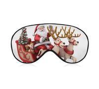 Atmungsaktive Augenmaske, Weihnachtsmann, Rentier, Schlitten, bedruckt, weiche Schlafmasken mit verstellbarem Riemen, Augenklappen, Lichtblockierende Augenmaske für Büro, Nickerchen und Reisen