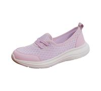 Atmungsaktive Canvas-Sneaker für Damen, Sommerschuhe, Wanderschuhe, leicht, Memory-Schaum, Fußgewölbeunterstützung, lässig, flache Sneaker, keine Spitze, Keilsohle, violett, 38.5 EU