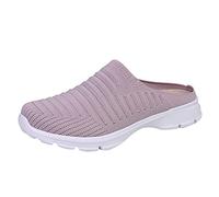 Atmungsaktive Damen-Sportschuhe, Netzstoff, Sommerschuhe, Wanderschuhe, leicht, lässig, flache Sneaker, Fußgewölbeunterstützung, Memory-Schaum, Keilabsatz, Loafer, violett, 42.5 EU