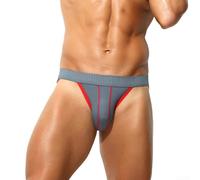 Atmungsaktive Herren Sport Slip mit Mesh-Gewebe und Bulge Pouch, Low Waist Design für aktiven Lebensstil (L Grau)