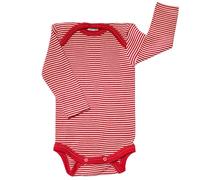 Cosilana Baby Langarm-Body aus Bio Wolle / Seide Größe: 50/56, geringelt rot 50/56