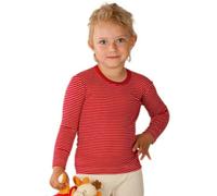 Cosilana, Kinder Unterhemd Langarm, 70% Wolle (kbT), 30% Seide (Rot Geringelt, 104)