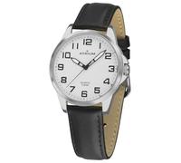 Atrium Damen Armbanduhr Analog Quarz sehr deutlich silberfarben mit Leuchtzeiger und Lederband schwarz A49-10
