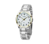 Atrium Damen Armbanduhr Klassisch Sehr Deutlich Analog Quarz mit Edelstahl Armband Silber Gold Bicolor 27 mm - Zeitlose Damenuhr A11-34