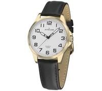 Atrium Herren Armbanduhr Analog Quarz sehr deutlich goldfarben mit Leuchtzeiger und Lederband schwarz A48-20