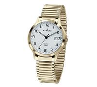 Atrium Herren Armbanduhr Edelstahl Analog Quarz mit Datum Anzeige und Edelstahl Zugband Flexband Goldfarben A12-60