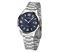Atrium Herren-Armbanduhr Solar Edelstahl Analog 10 bar mit Edelstahl Armband und Datum Anzeige silberfarben blau A32-35