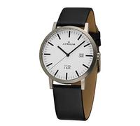 Atrium Herren-Armbanduhr Titan Analog Quarz mit Datum Anzeige und Leder Armband Schwarz A40-13