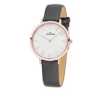 ATRIUM Klassische Damenuhr - Armbanduhr minimalistisches Design analog Quarz Stahl roséfarben Lederband anthrazit A28-204