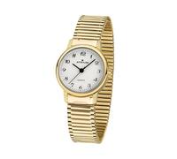 Atrium - Vergoldete Damenarmbanduhr Atrium A43-60 mit flexiblen Zugarmband und weißen Zifferblatt