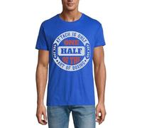 Attack is only one Half of the Art of Boxing Circle Graphic Crew Neck Cotton Men's T-Shirt Royal Blue, königsblau, XL