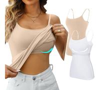 Attraco Baumwolle Top Regal BH Camisoles unterhemd Verstellbare Spaghetti Strap Tank Tops Scoop Neck Layer Cami Weiß/Nude XXL
