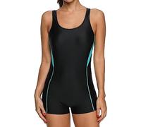 Attraco Damen Badeanzug Sport Bademode Bauchweg Einteiliger Badeanzug Push Up Badeanzüge Swim Suit Monokini Strandmode Sommer Schwarz S
