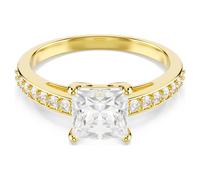 Attract Ring, Kissenschliff, Pavé, Weiß, 18K goldbeschichtet 60