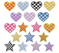 Attuslla 18 Stück Applikationen Patches Kariertes Patches zum Aufbügeln Patch Sticker für Kleidung, Jacken, Rucksäcke, Jeans, Applique DIY Accessoire