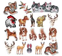 Attuslla 18 Stück Patches zum Aufbügeln, Tiere Patch Sticker Flicken Patches Applikation für Dekoration DIY T-Shirt Hut Mantel Kleid Aufkleber