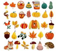 Attuslla 32 Stück Patches zum Aufbügeln aus Thema Herbst, Flicken zum Aufbügeln aus Herbstblatt Kürbis, Aufnäher für Kleidung, Hut, Jeans, DIY Zubehör