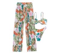 Aublinto Neue Damen Bikini 2024 Bademode Farbige Netz Hose Badeanzug - Stück Badeanzug für Moderne Frau