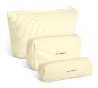 Aucuu Kleine Make up Tasche, 3 PCS Kosmetiktaschen für Frauen, Cord Make up Tasche, Cord Schminktasche, Reise Kosmetiktaschen mit Metall Reißverschluss und Fächern, Multifunktionaler Kosmetiktäschchen