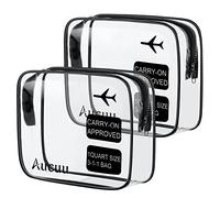 Aucuu Kulturtasche Transparent,2 Stück Kosmetiktasche Durchsichtig, wasserdichte PVC-Reise-Waschtaschen, TSA-zugelassene Make-up-Taschen, für Familie, Männer un Frauen