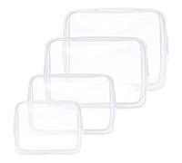 Aucuu Kulturtasche Transparent,4 Stück Kosmetiktasche Durchsichtig, wasserdichte PVC-Reise-Waschtaschen, TSA-zugelassene Make-up-Taschen, für Familie, Männer un Frauen, Weiß
