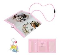 Aucuu Pferde Brustbeutel Kinder, Motiv Brustbeutel, Kinder Geldbeutel, Geldbörse mit Schlüsselanhänger Sichtfenster zum Umhängen, Portemonnaie, Brieftasche für Jungen Mädchen Portmonee