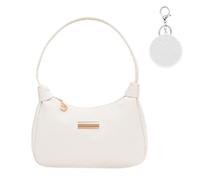 Aucuu Unterarmtasche Damen, Handtasche Damen, Leder Schultertasche, Retro Achsel Tasche, Fashion Freizeit Umhängetasche mit Pom-Pom-Schlüsselanhänger, für Dating, Party, Einkaufe, Geburtstag