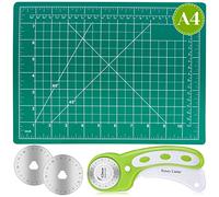 Audab Rollschneider-Set, selbstheilende Nähmatten, Rollschneider und Matte, 45 mm, Rollschneider-Set mit 2 Klingen, rotierende Schneidematte für Handwerk, Stoff, Quilten, Hobby, 22,9 x 30,5 cm (A4)