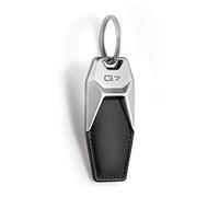 Audi 3181900617 Schlüsselanhänger Metall Leder Anhänger Keyring Gravur, mit Q7 Schriftzug, Silber, Mittel