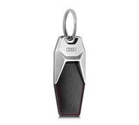 Audi 3182100300 Schlüsselanhänger e-tron GT Metall Leder Anhänger Keyring Gravur, schwarz/silber/rot, Einheitsgröße