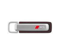 Audi 3182500300 Schlüsselanhänger Schlüsselring Keyring, mit RS-Logo und Sport Raute, mit Audi Ringe Emblem, silber/schwarz