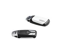 Audi 8W0071208BS9R Schlüsselblende Cover, mit Ringe Logo, nur für Schlüssel 4M0959754 8W0959754 8S0959754 *mit* Chromspange (gletscherweiß)