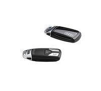 Audi 8W0071208BY9T Schlüsselblende Cover, mit Ringe Logo, nur für Schlüssel 4M0959754 8W0959754 8S0959754 *mit* Chromspange (mythosschwarz)