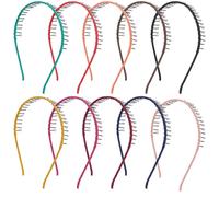 AUEAR 10 St ck Vintage-Stirnband aus Metall mit Z hnen, Band umwickelt mit Z hnen, Kamm, Haarreifen f r Frauen und M dchen (mehrfarbig)