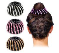 AUEAR, 4 Stück Strass-Haarspangen, Vogelnest, Haarknoten-Halter, erweiterbar, Pferdeschwanz-Bänder, Wickelzubehör für Frauen