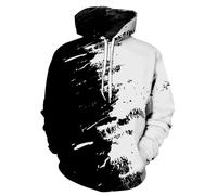 Aueoero Herren-Pullover mit 3D-Druck, Kapuzenpullover für Teenager und Damen, Schwarz, Small-Medium