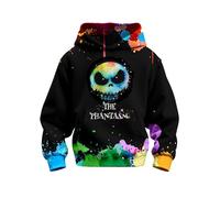 Aueoero Kapuzenpullover mit 3D-Druck, für Jungen, Mädchen, Kinder, Sweatshirts, Pullover, coole Kleidung, Schwarz / Rot, Nightmare, 12-13 Jahre