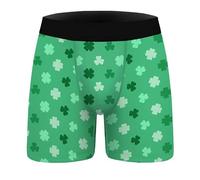 Aueyan, Kleeblatt-Unterwäsche für Herren, St. Patricks Day, Accessoires, St. Patrick Boxershorts, Irisches St. Pattys Day, Kostüm, Grünes Kleeblatt, Bedruckt, Glück, Vierblatt, Unterhose für Herren