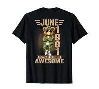 Auf der Rückseite - 35. Juni Geburtstag Dekorationen Männer 1991 Teddybär T-Shirt