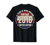 (Auf der Rückseite) Vintage 10 Geburtstag Dekorationen Männer 10 Jahre 2016 10 T-Shirt