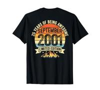 (Auf der Rückseite) Vintage 25 Geburtstag Dekorationen Männer 25 Jahre 2001 25 T-Shirt