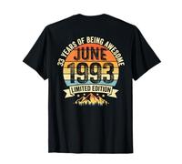 (Auf der Rückseite) Vintage 33 Geburtstag Dekorationen Männer 33 Jahre 1993 33 T-Shirt